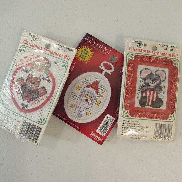 Santa/Mouse/Bear Mini Cross Stitch Kits - Christmas Ornaments - Picture 2 of 12